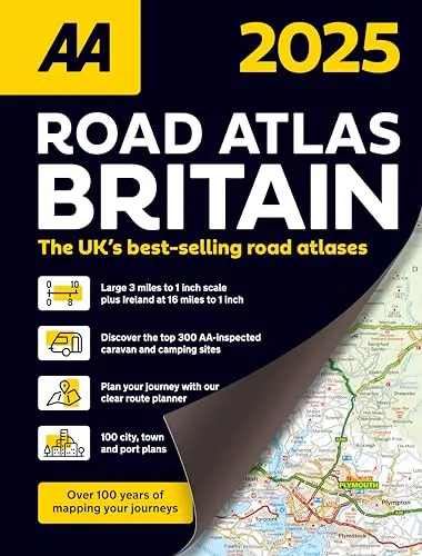 Road Atlas Britain 2025 (AA Road Atlas) - Detaillierter Straßenatlas für Großbritannien 2025, ideal für Reisen und Ausflüge mit praktischen Karten und nützlichen Informationen.