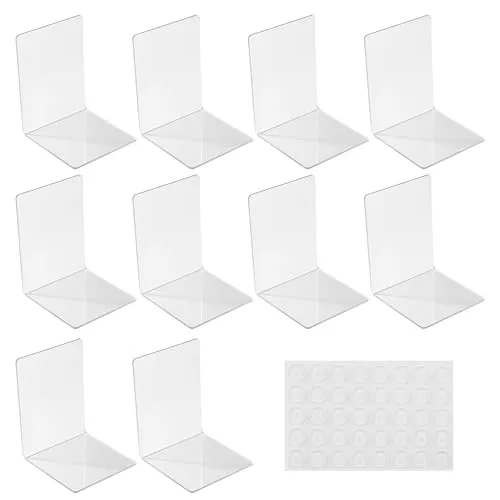 Stück Transparenten Buchstützen-Set, 40 Stück Anti-Rutsch-Pad-Acryl-Buchstütze, 3mm verdickt Stück Klarer Buchständer kann für Buchhalter, Bibliotheks-Buchständer, Bücherstützen, Büro-Bookends 10