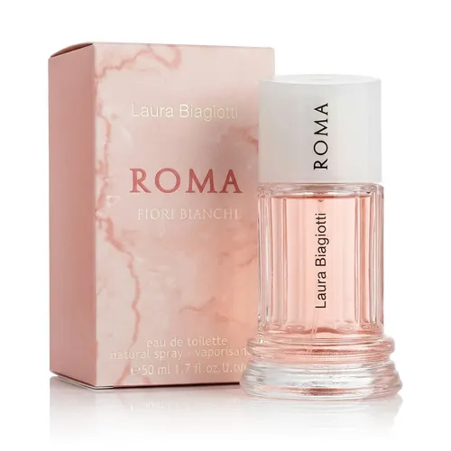 Laura Biagiotti Roma Fiori Bianchi 50 ml Eau de Toilette - Blumig-fruchtiger Damenduft mit Noten von Birne und Gardenie, ideal für den Alltag oder besondere Anlässe. Verleihen Sie Ihrem Auftritt einen Hauch von Eleganz.