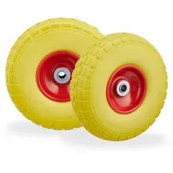 Sackkarrenrad Ersatzreifen gelb-rot - Vollgummireifen für Bollerwagen, robust und langlebig, ideal für schwere Lasten und vielseitige Anwendungen.