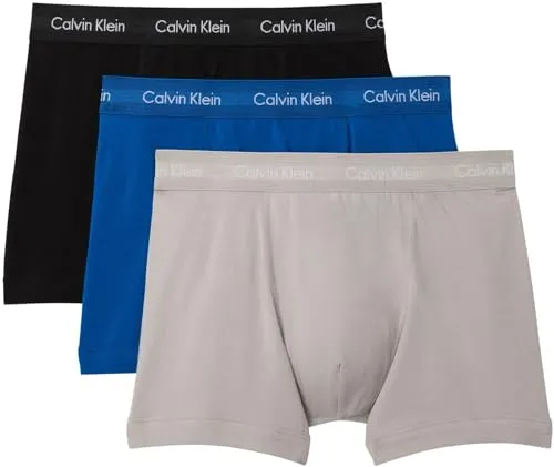 Calvin Klein Herren 3er Pack Boxershorts Trunks Unterwäsche, Rosa (Classic Blue/Porpoise/Black), S