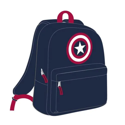 CERDÁ LIFE'S LITTLE MOMENTS Mochila Escolar de Capitan America para Adolescentes con 2 Compartimentos, Espalda Ergonómica y Asas Ajustables, Material Unisex niños, Multicolor, Talla única