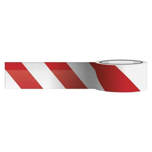 Absperrband 75mm, 250m, weiss/ rot Rolle, Papierschachtel für Abwickeln