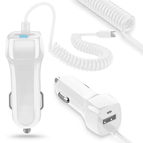 KFZ Auto Ladekabel kompatibel mit Apple iPhone 16 16e 15 / Pro/Plus/Pro Max Lade Kabel USB Typ-C Ladegerät 12V - 24V Adapter Lade Daten Gerät 3,1A 15W Dual Ladeadapter, Farbe:Weiß