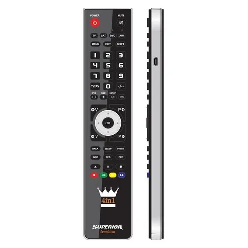 Superior Freedom-4/1 Universal Fernbedienung - Infrarot 4in1 - Vielseitige Infrarot-Fernbedienung für bis zu 4 Geräte, einfach zu programmieren und ideal für den täglichen Einsatz. Perfekte Lösung für mehr Komfort im Wohnzimmer.
