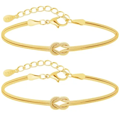 J.Fée 2 Artikel Gold Armband Damen Armbänder, Gold Schmuck, Partner Armbänder, Freundschaftsarmbänder, Schmuck Damen Jewelry, Paare Geschenke für Männer,Geburtstag Geschenke für Frauen Weihnachten