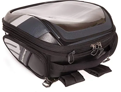 Bagster Stunt Tankrucksack, schwarz für Männer - Motorradtaschen/-rucksäcke mit traditioneller Befestigung am Tankschutz und praktischem Erweiterungszwickel für mehr Stauraum.