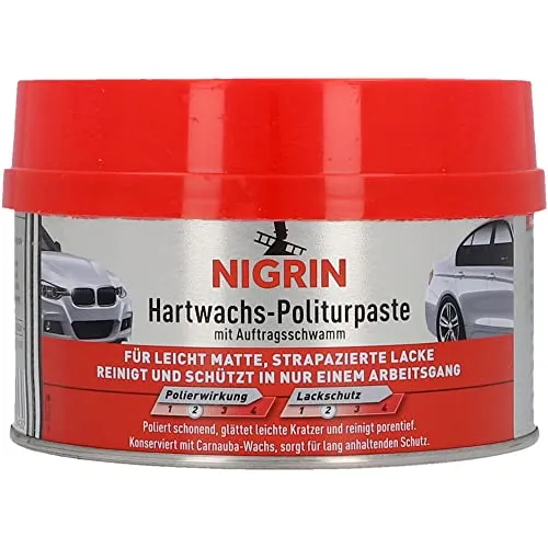 NIGRIN Hartwachs- Politurpaste, reinigt, glättet und konserviert, mit hochwertigem Carnaubawachs, 250 ml