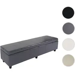 Aufbewahrungs-Truhe Kriens XXL, Leder + Kunstleder, 180x45x45cm ~ grau - Bürostühle - Stilvolle Sitzbank mit integriertem Stauraum, gepolsterter Sitzfläche und BSCI-geprüften Sozialstandards für ethische Produktion.