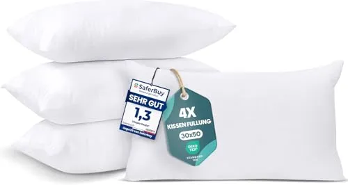 Utopia Bedding 4er Set Kissenfüllung 30 x 50 cm, Innenkissen Füllkissen Kopfkissen Sofakissen (Weiß)