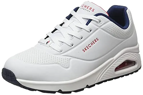 Skechers Damen UNO Stand ON AIR Sneakers - WNVR White Durabuck, 37 EU - Damen-Sneaker mit atmungsaktivem Durabuck-Obermaterial und bequemer Air-Cooled Memory Foam Innensohle für ultimativen Tragekomfort.