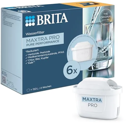 BRITA Wasserfilter-Kartusche Maxtra Pro All-In-One Pack 6 - Powerfilter mit Micro-Flow Technologie, reduziert Kalk und verbessert den Geschmack von Trinkwasser