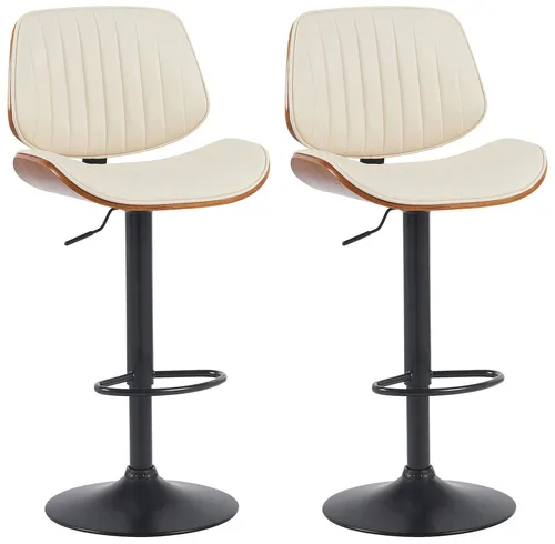 CLP 2er Set Barhocker Clawson - Barmöbel: Höhenverstellbare und drehbare Barhocker mit Kunstlederbezug, Rückenlehne und Fußstütze für maximalen Komfort und stilvolles Design in Ihrer Küche oder Hausbar.