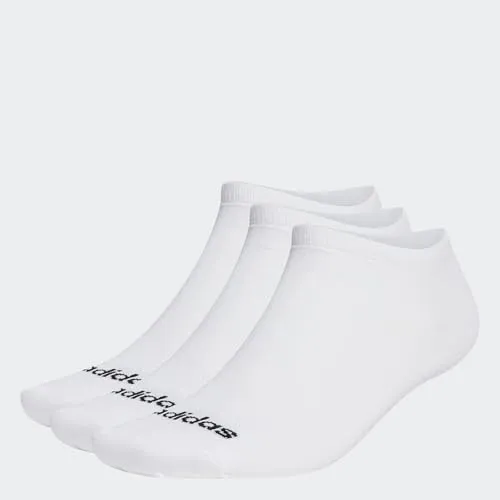 adidas Unisex Thin Linear Low-Cut Socks 3 Pairs, White / Black, 42-45