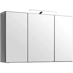 Spiegelschrank Florida in Graphitfarben mit LED - Eleganter Spiegelschrank mit ca. 100 x 64 x 20 cm, ideal für Ihr Badezimmer. Die integrierte LED-Beleuchtung sorgt für ein angenehmes Licht und die innovative Türdämpfung ermöglicht ein sanftes Schließen. Genießen Sie Funktionalität und Stil!