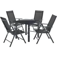 Juskys Aluminium Gartengarnitur Milano - 5-teiliges Gartenmöbel Set mit großem Tisch und 4 Stühlen, ideal für gesellige Sommerabende und Grillpartys im Freien.