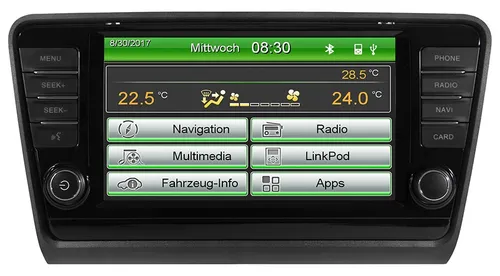 VNS830-SK-OC3 Skoda Octavia Naviceiver - Car-Multimedia-System mit 20,3 cm Touchscreen, fahrzeugspezifisch für Škoda Octavia III (2013-2016), optionale Navigation und integrierter CAN-Bus für optimale Kompatibilität.