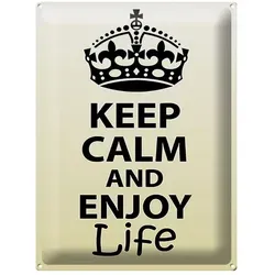 Femer GmbH Metallschild Spruch 30x40cm Keep Calm and enjoy life, (1 St), gewölbte Oberfläche, abgerundete Ecken, umgeschlagene Kanten