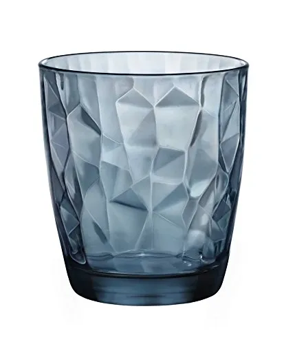 Bormioli-Rocco Trinkgläser Diamond 350220 blau – 6 Stück - Elegante Wassergläser im Juwel-Design, spülmaschinengeeignet und mit einem Fassungsvermögen von 305 ml. Perfekt für stilvolle Anlässe oder den täglichen Gebrauch.