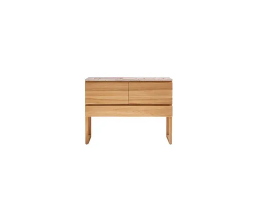 Tikamoon Waschtisch Edgar aus Teakholz und Premium-Terrazzo Rosa - Eleganter Waschtisch „Edgar” mit Doppelwaschbecken aus FSC® zertifiziertem Teakholz und stilvollem rosa Terrazzo. Praktische 3 Schubladen für Ihre Beauty-Artikel und Handtücher. Ideal für ein modernes Badezimmer!