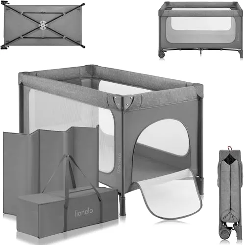 Lionelo Jasmin Easy Fold Reisebett - Matratzen für Kinder bis 15 kg, mit innovativer T25-Schaumstoffmatratze und einfachem Zusammenfalten für unterwegs. Ideal für Kinder von 0 bis 36 Monaten.