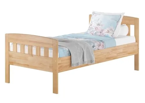 Erst-Holz®Stabiles Buchen-Einzelbett Seniorenbett in zeitlosem Stil 100x200 mit wählbarem Zubehör V-60.76-10ohne Zubehör