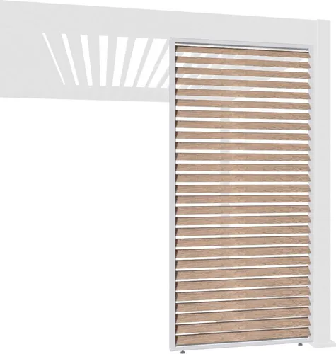 Holzoptik Lamellenwand für Pergola aus Aluminium – 93 cm - Hochwertige Holzoptik Lamellenwand für Ihre Pergola aus robustem Aluminium. Bietet flexiblen Sichtschutz und schützt vor Sonne und leichtem Regen. Ideal für eine stilvolle Gestaltung Ihres Outdoor-Bereichs.