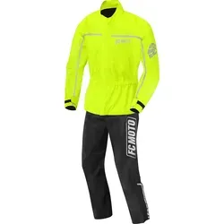 FC-Moto Urban Rain Kit 2-Teiler Motorrad Regenkombi, schwarz-gelb, Größe 3XL - Sonstige Motorradbekleidung mit wasserdichtem Reißverschluss und verstellbaren Ärmelbündchen für optimalen Schutz bei Regenfahrten.