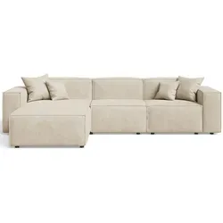 GRAINGOLD Arizona Ecksofa 265x180 cm - Modernes L-Form Sofa für Ihr Wohnzimmer - Sofas & Couches – Stilvolles Ecksofa mit robustem Whisper-Velours, pflegeleicht und ideal für Haushalte mit Kindern oder Haustieren.
