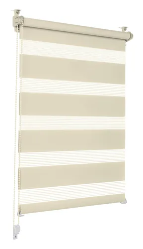 Doppelrollo creme 70x130cm Klemmrollo ohne Bohren Zebrarollo Seitenzugrollo TOP