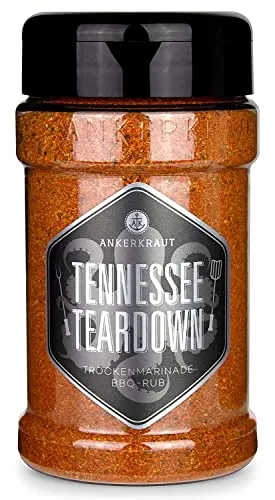 Ankerkraut Tennessee Teardown, BBQ Rub Gewürzmischung zum Grillen, Memphis Style, 200g im Streuer