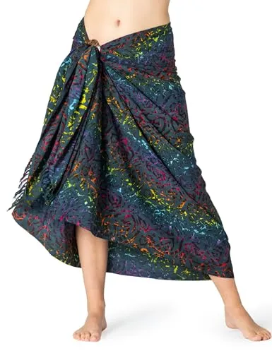 PANASIAM Sarong B812 XL - Blickdicht und Einzigartig - Pareos & Strandkleider für Damen, hochwertiger Viskose-Sarong mit einzigartigem Wachsbatik-Design, perfekt als Wickelrock oder Kleid für den Sommer.