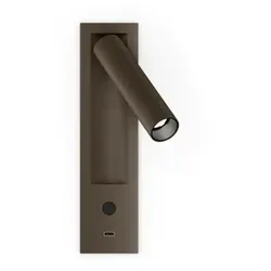 MATCH SEMI RECESSED Snooze 1.0 Wandeinbaulampe - Bronze - Elegante Wandeinbaulampe mit schwenkbarem Kopf und USB-C-Anschluss. Ideal für individuelle Lichtgestaltung im Schlafzimmer oder Hotelzimmer. Hochwertige Verarbeitung und praktische Dimmfunktion inklusive.