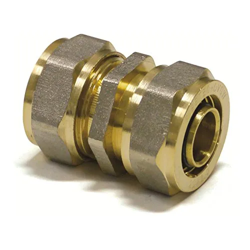 Pipetec Schraubfitting Kupplung Übergang 26x3 mm Verbinder für Mehrschicht-Verbundrohr, DVGW, UBA-konform, bis max.100°C