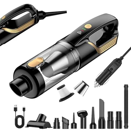 RABIGALA Handstaubsauger Akku 4-in-1 – 27000PA Kabelloser Autostaubsauger - Vielseitiger 4-in-1 Handstaubsauger für Auto und Haushalt. Mit 27000 Pa Saugkraft und praktischen Aufsätzen für gründliche Reinigung in schwer zugänglichen Bereichen. Ideal für unterwegs!