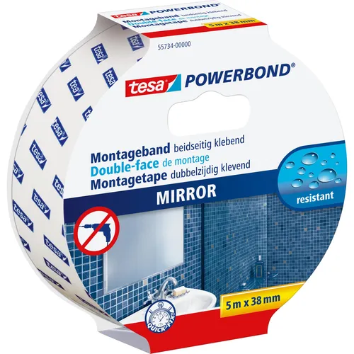 tesa Powerbond MIRROR doppelseitiges Montageband für Spiegel (38 mm) (55734-00000-04)