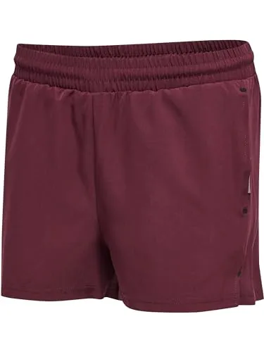 hummel Damen Hmlmove Grid Woven Shorts, Grape Wine, XS EU - Bequeme Shorts aus flexiblem Webstoff mit Reißverschlusstaschen für sichere Aufbewahrung. Ideal für aktives Training und Freizeit.