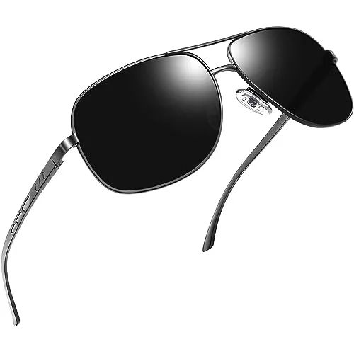 Joopin Sonnenbrille Herren Polarisiert Klassisches Design Sonnenbrille Damen Groß Fahrerbrille UV400 und Cool Polarized Sunglasses Men Women for Driving mit Metallrahmen (Grau-Schwarz)