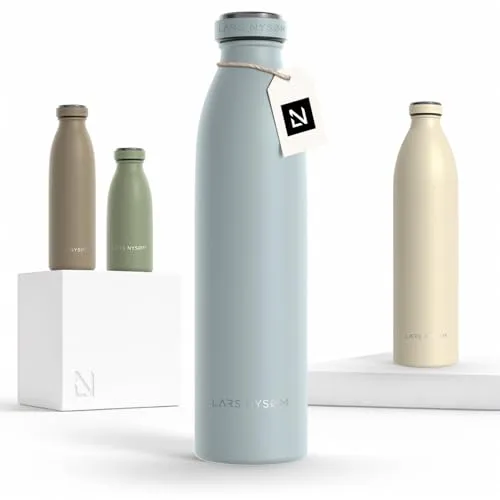 LARS NYSØM Edelstahl Trinkflasche 750ml - Auslaufsichere Thermosflasche für Sport und Outdoor - Thermobehälter mit doppelwandiger Vakuumisolierung, hält Getränke bis zu 12h heiß und 24h kalt. Ideal für unterwegs, Schule oder Fitness.