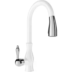 Mexen Savita Küchenmischer Weiß - 672601-20 - Eleganter Küchenmischer in Weiß mit ausziehbarem Auslauf für flexibles Arbeiten. Ideal für moderne Küchen und einfache Montage.
