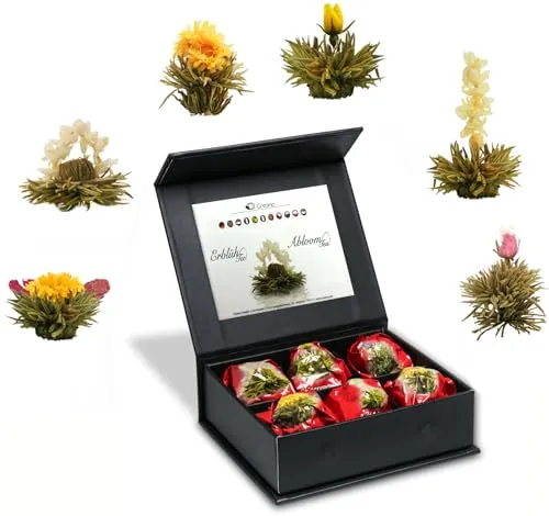 Creano Teeblumen Mix 6er ErblühTee "Weißer Tee" in edeler Magnetbox mit Silberprägung