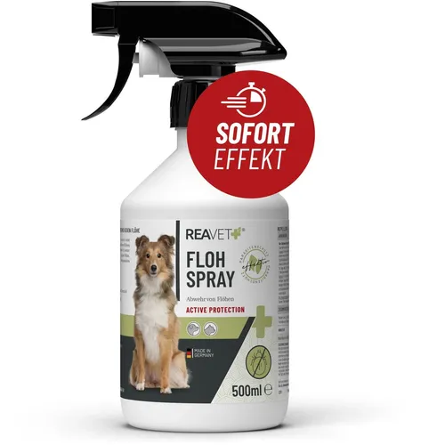 REAVET Flohspray 500ml - Tiergesundheit – Effektiver Schutz gegen Flöhe & Parasiten mit pflanzlicher Geraniol-Rezeptur, schonend für Hunde & Katzen, auch für die Umgebung anwendbar.
