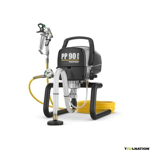 Wagner HEA PP90 PowerPainter 90 Extra Skid Farbsprühsystem - Hochleistungs-Farbsprühsystem mit 800 W und 200 bar Druck, ideal für professionelle Malerarbeiten und große Flächen.