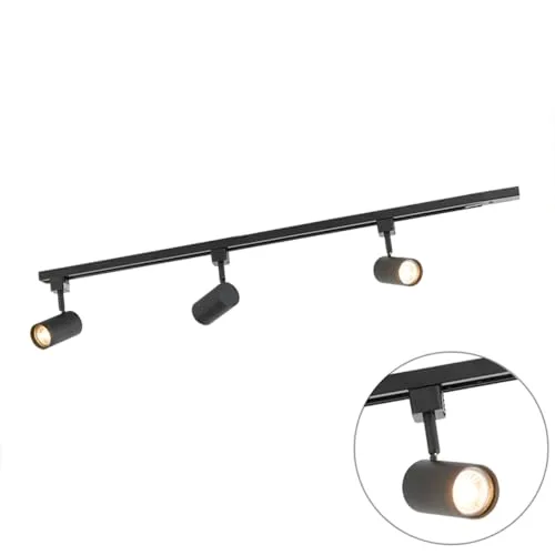 QAZQA Modern 1-Phasen-Schienensystem Komplettset - Deckenspots mit 3 einstellbaren Strahlern, ideal für modernes Interieur. Flexibel montierbar und dimmbar für Esszimmer, Büro, Schlafzimmer und mehr.
