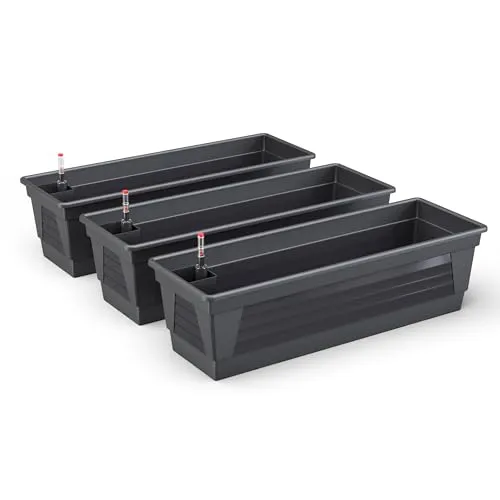 Plastard Blumenkasten 3er-Set mit Hydroeinsatz - Garten-Zubehör – 3er Set Blumenkästen mit integriertem Bewässerungssystem für optimale Pflanzenpflege, witterungs- und UV-beständig, ideal für Balkon und Garten.