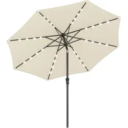 SONGMICS Sonnenschirm 300 cm mit LED-Solar-Beleuchtung - Sonnenschirm mit 32 LED-Lämpchen für romantische Abende, UV-Schutz UPF 50+ und beidseitig um 30° knickbar, ideal für Garten, Terrasse oder Balkon.