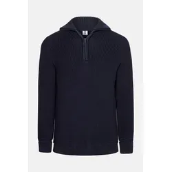 Troyer Hanseheld Wolle Herren Blau - Herren-Pullover aus hochwertiger Schurwolle, klassischer Troyerkragen mit Reißverschluss, in Dunkelblau, ideal für kalte Tage und gemütliche Anlässe.