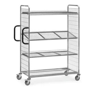 Fetra Kommissionierwagen 28332, verzinkt, 4 Etagen - Robuster Kommissionierwagen mit 4 Etagen, 1250 x 610 mm Ladefläche, ideal für Lager und Werkstätten. Hohe Tragkraft von 300 kg und individuell erweiterbar durch Zubehör. Made in Germany für höchste Qualität.