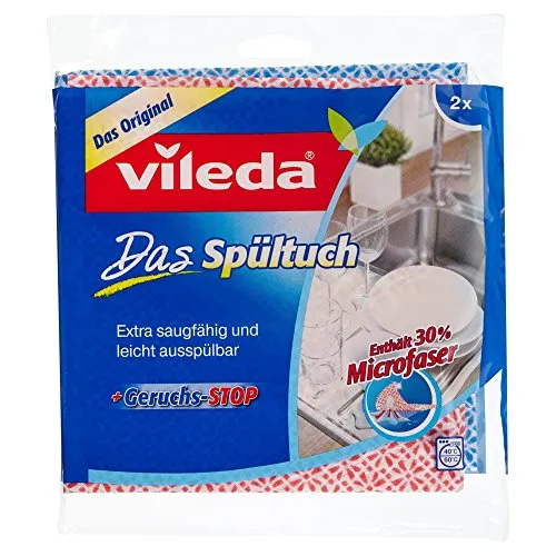 Vileda Spültuch +50% Microfaser, 2 Stück - Saugstark und strapazierfähig - Das Vileda Spültuch +50% Microfaser überzeugt durch hohe Saugkraft und strapazierfähige Qualität. Ideal für die tägliche Küche, entfernt es mühelos Schmutzpartikel und sorgt für strahlend sauberes Geschirr.