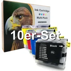 D&C Tintenpatronen kompatibel mit Brother LC-1000 10er Set (B/C/M/Y)